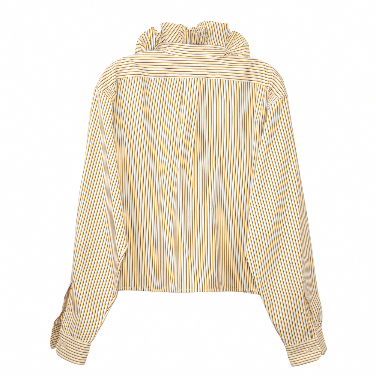 Reimagined Ralph Lauren Striped Shirt, Hand-Ruffled Collar, Yellow & Navy Stripe, Oversized, One of a Kind