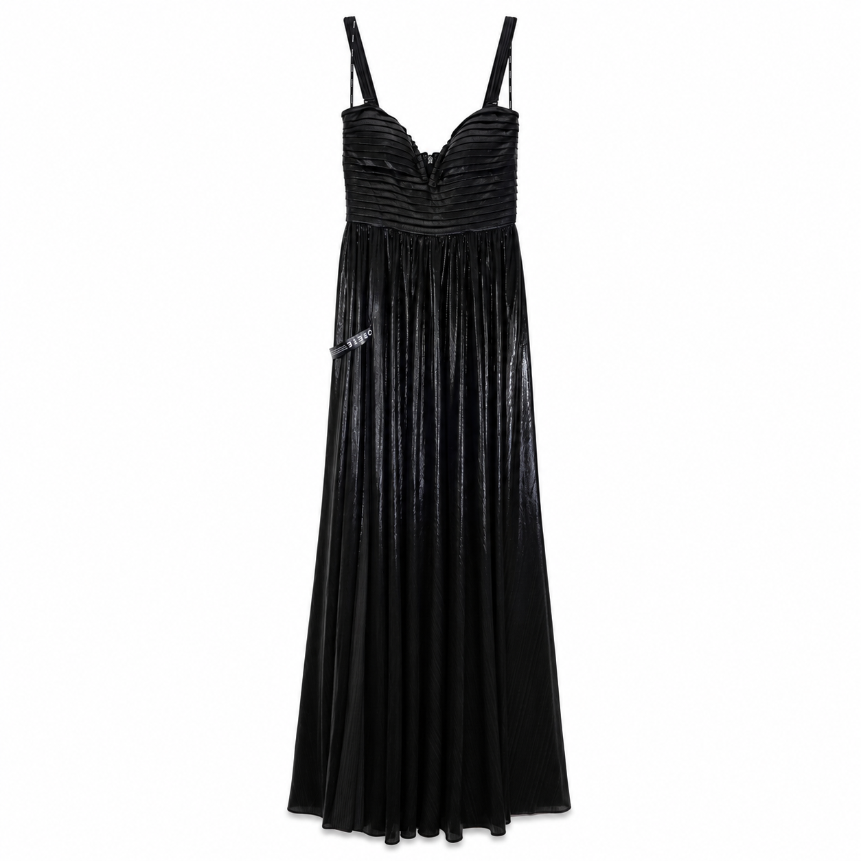 Retrofête Black Metallic Pleated Bustier Gown, Sweetheart Bodice, New With Tags, Size Small