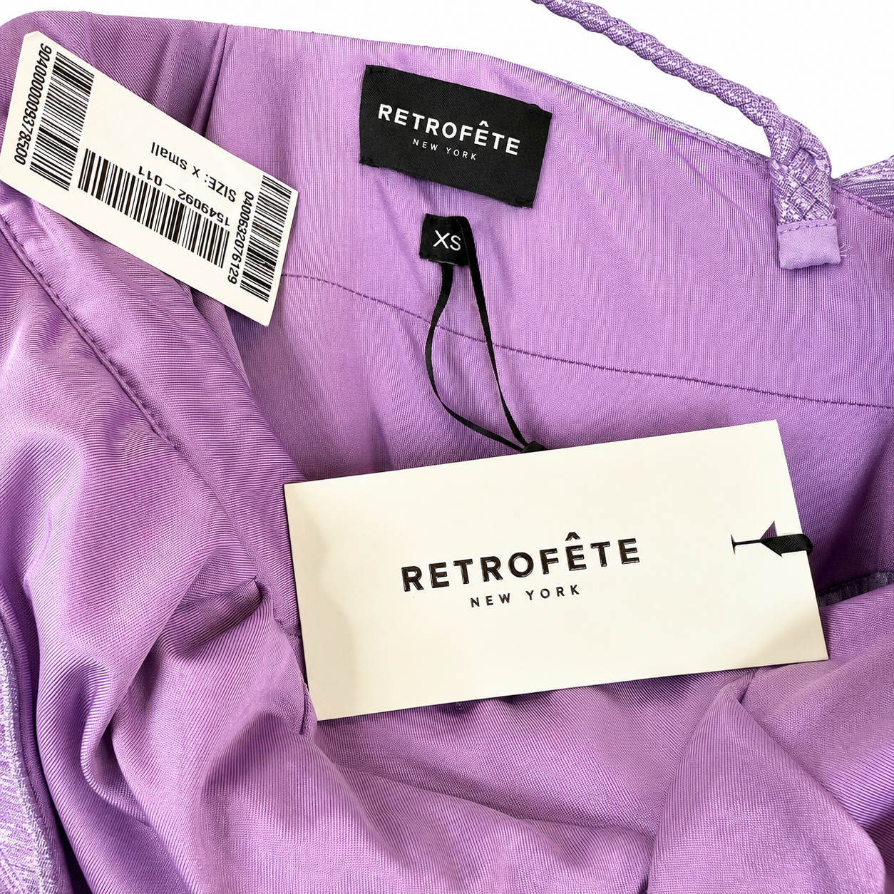 Retrofête Lilac Metallic Pleated One-Shoulder Maxi Gown, New With Tags, Size XS