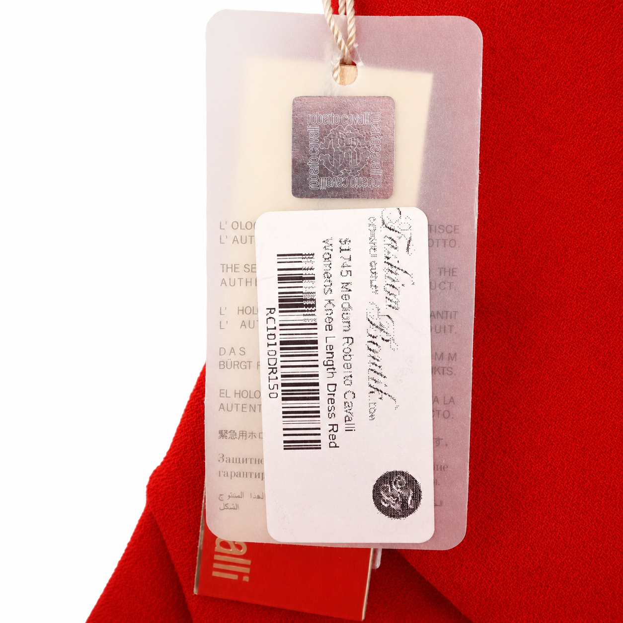 Roberto Cavalli Red Wool Knee-Length Sheath Dress, Ribbed Waist, Sleeveless, New With Tags, IT 44 (US 8)