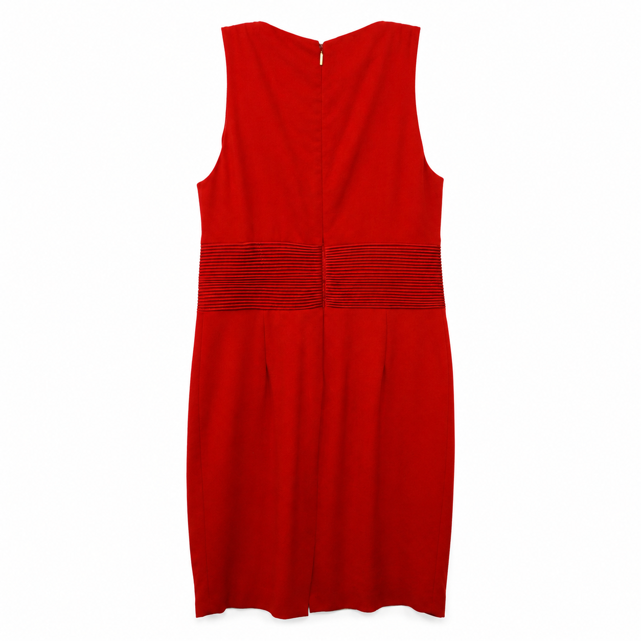 Roberto Cavalli Red Wool Knee-Length Sheath Dress, Ribbed Waist, Sleeveless, New With Tags, IT 44 (US 8)
