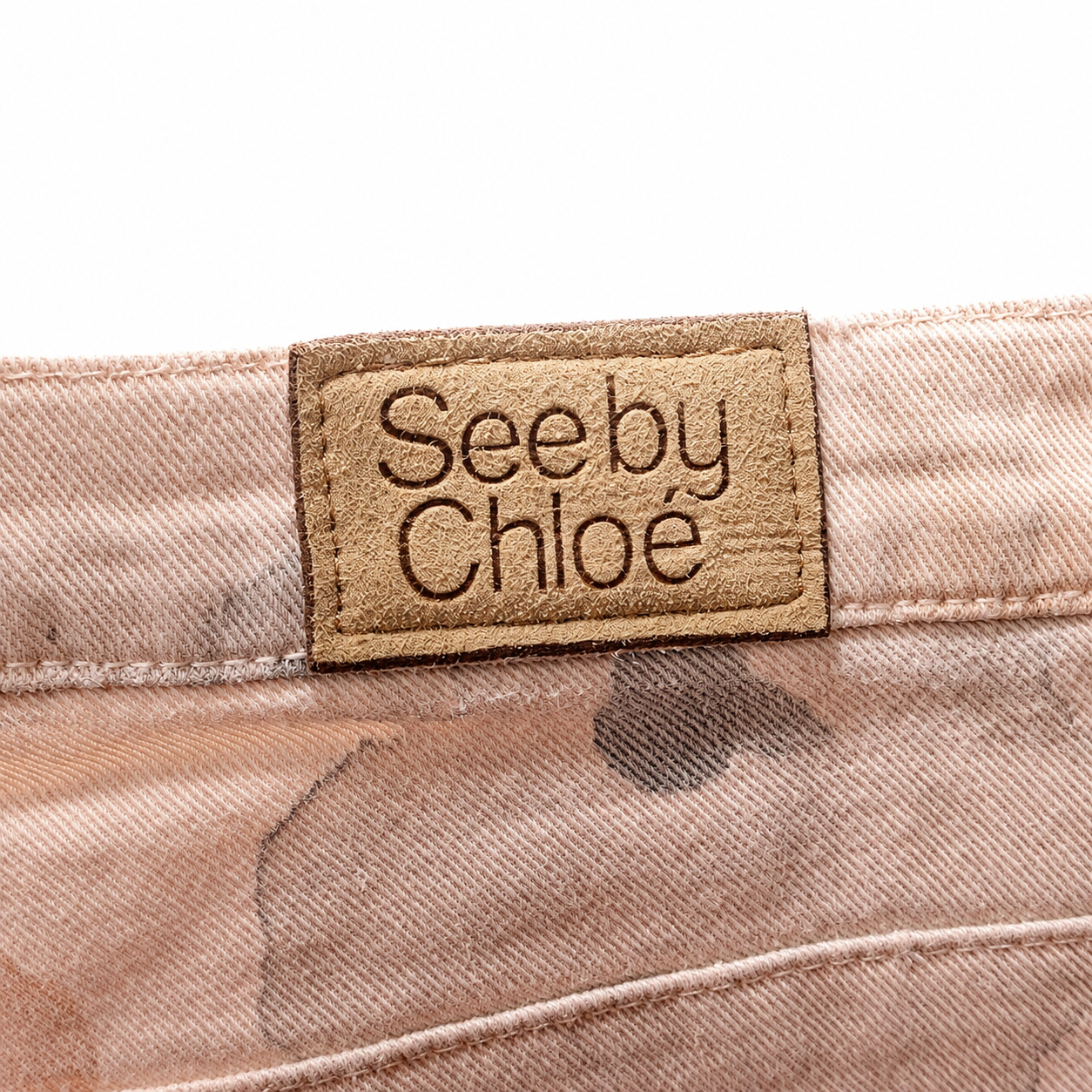 See by Chloé Watercolor Floral Print Jeans, Blush Pink Slim Five-Pocket, Size 28