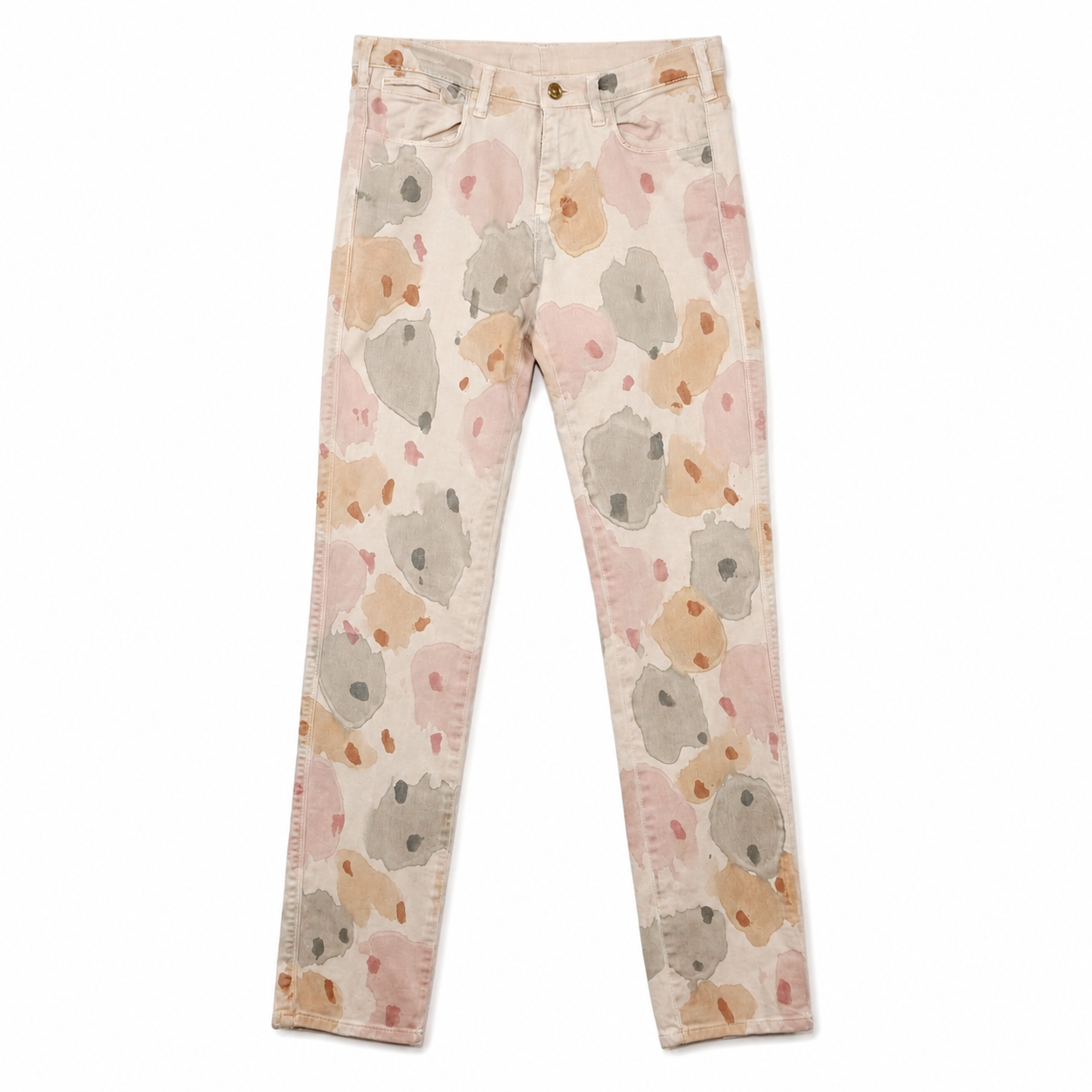 See by Chloé Watercolor Floral Print Jeans, Blush Pink Slim Five-Pocket, Size 28