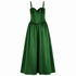 Self-Portrait Green Satin Bandeau Maxi Dress, Corset Bodice with Removable Straps, Drop-Waist Full Skirt, NWT — US 4 / UK 8