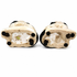 Staffordshire-Style Spaniel Mantel Dogs, Pair — Black & Cream with Gold Collars, Antiqued Crackle Glaze (Copy)