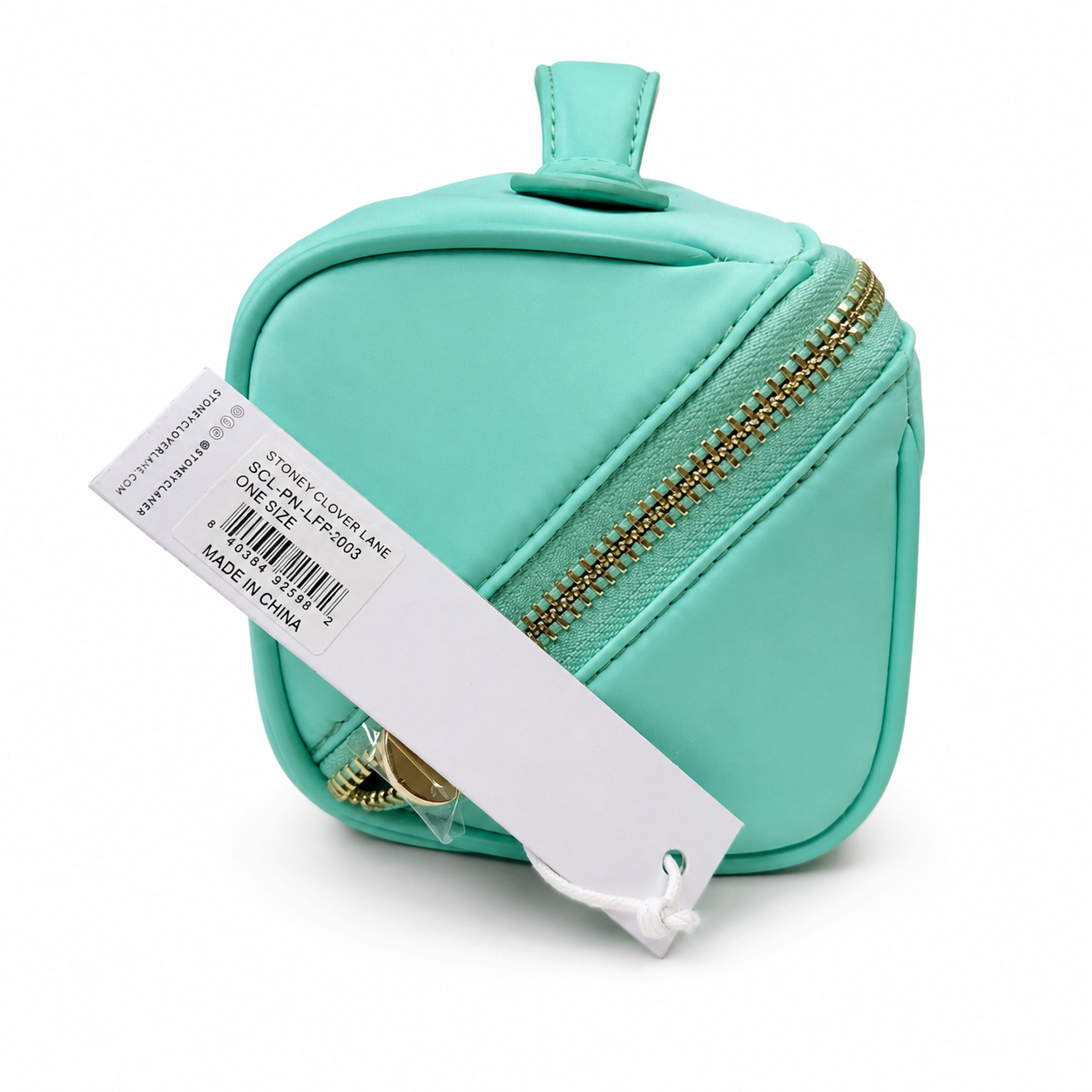 Stoney Clover Lane Lay Flat Pouch, Mint Green Nylon, Top Handle, NWT