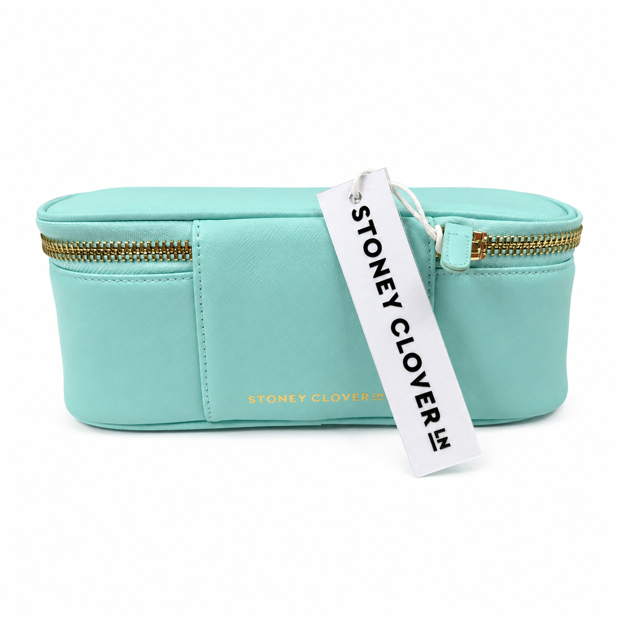 Stoney Clover Lane Saffiano Travel Cosmetic Case, Mint, Gold Hardware, NWT