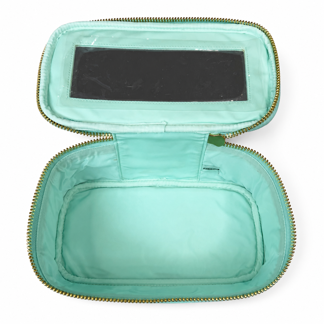 Stoney Clover Lane Saffiano Travel Cosmetic Case, Mint, Gold Hardware, NWT