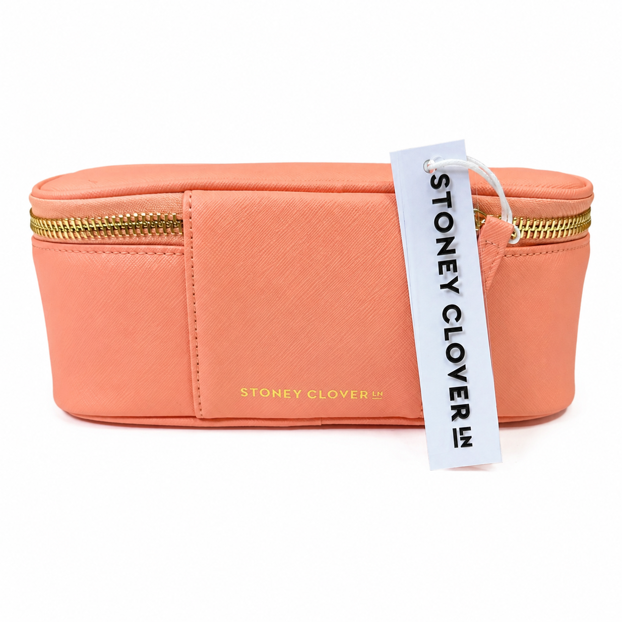 Stoney Clover Lane Saffiano Travel Cosmetic Case, Peach, Gold Hardware, NWT