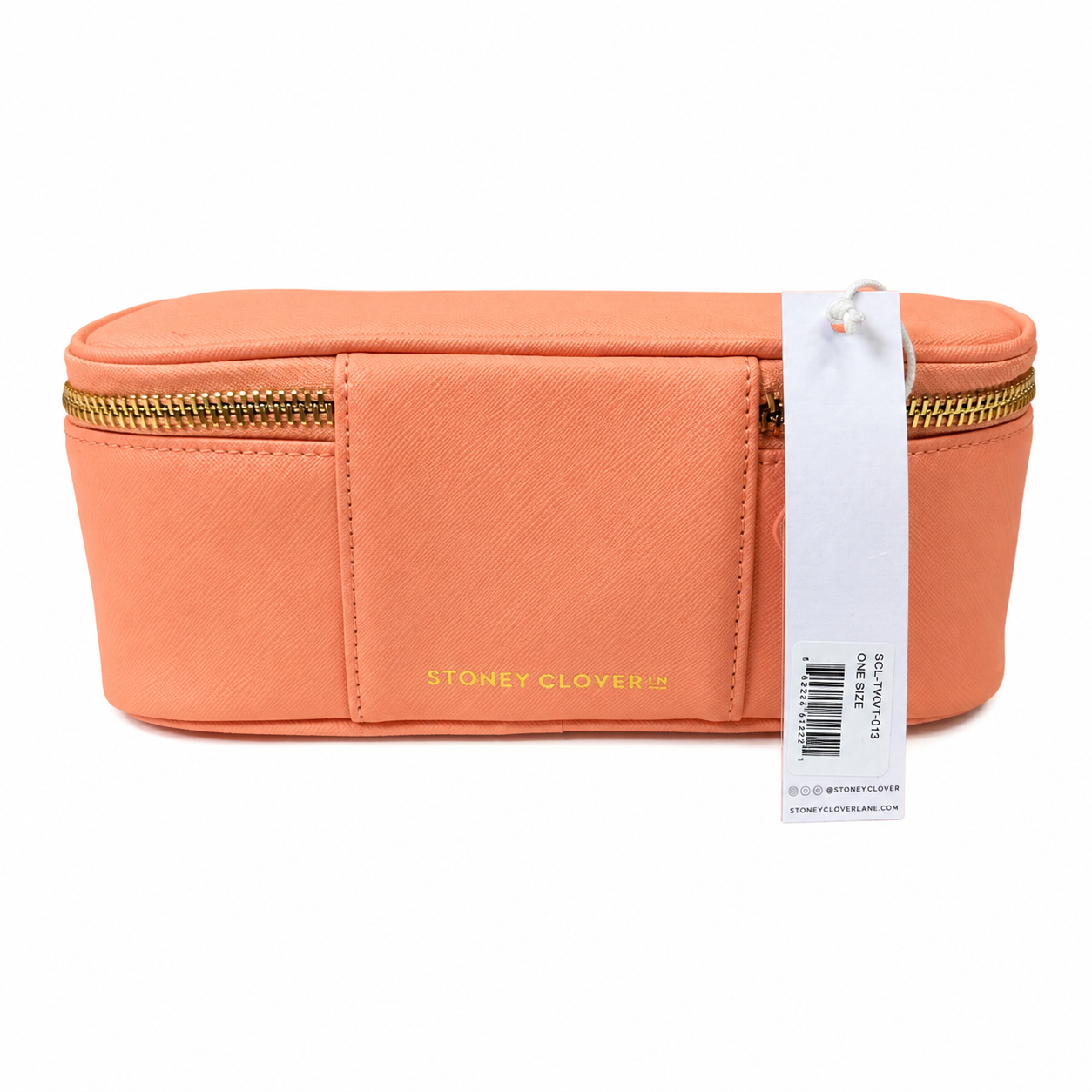 Stoney Clover Lane Saffiano Travel Cosmetic Case, Peach, Gold Hardware, NWT