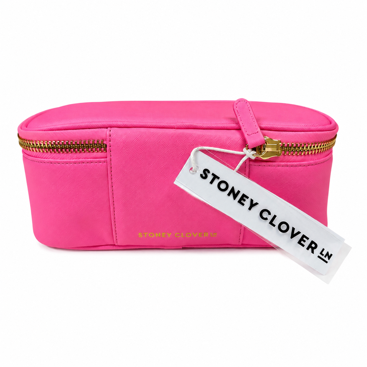 Stoney Clover Lane Saffiano Travel Cosmetic Case, Pink, Gold Hardware, NWT