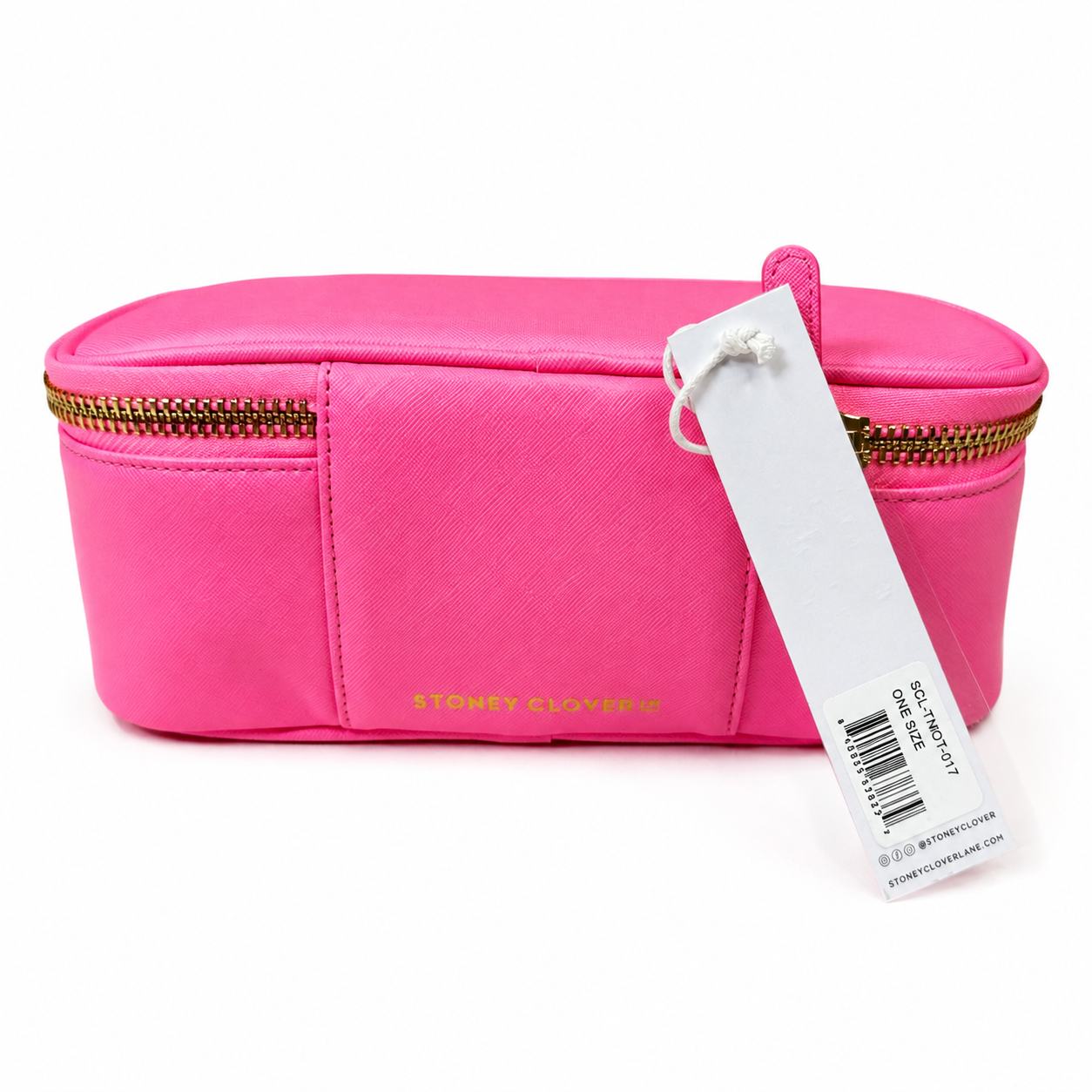 Stoney Clover Lane Saffiano Travel Cosmetic Case, Pink, Gold Hardware, NWT