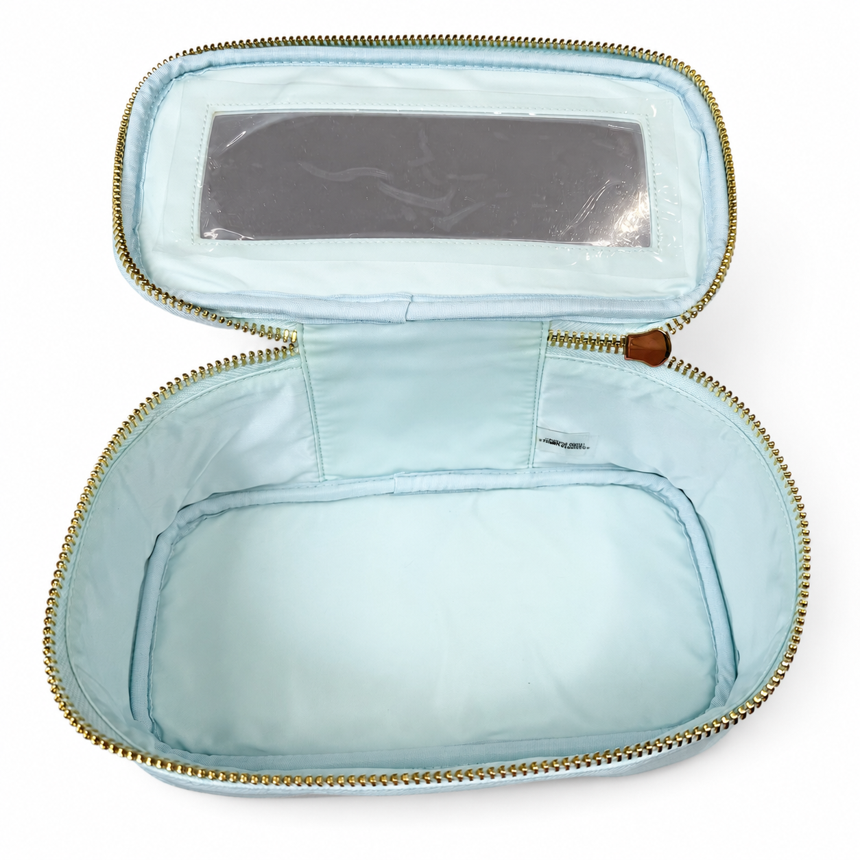 Stoney Clover Lane Saffiano Travel Cosmetic Case, Sky Blue, Gold Hardware, NWT
