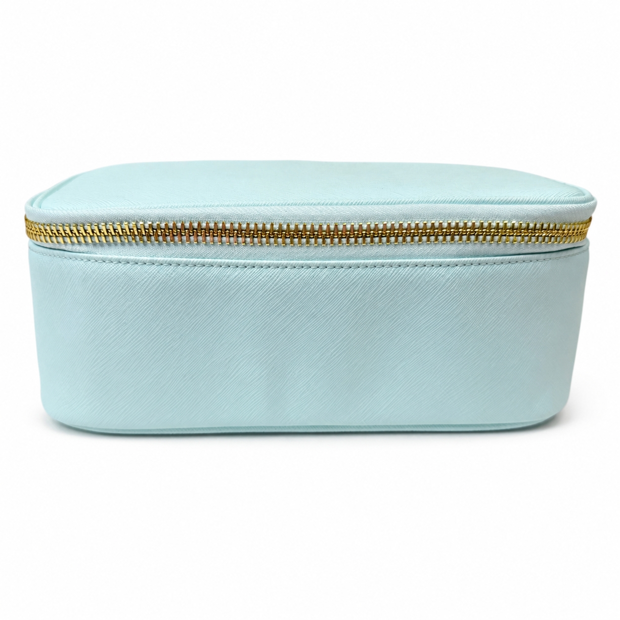 Stoney Clover Lane Saffiano Travel Cosmetic Case, Sky Blue, Gold Hardware, NWT