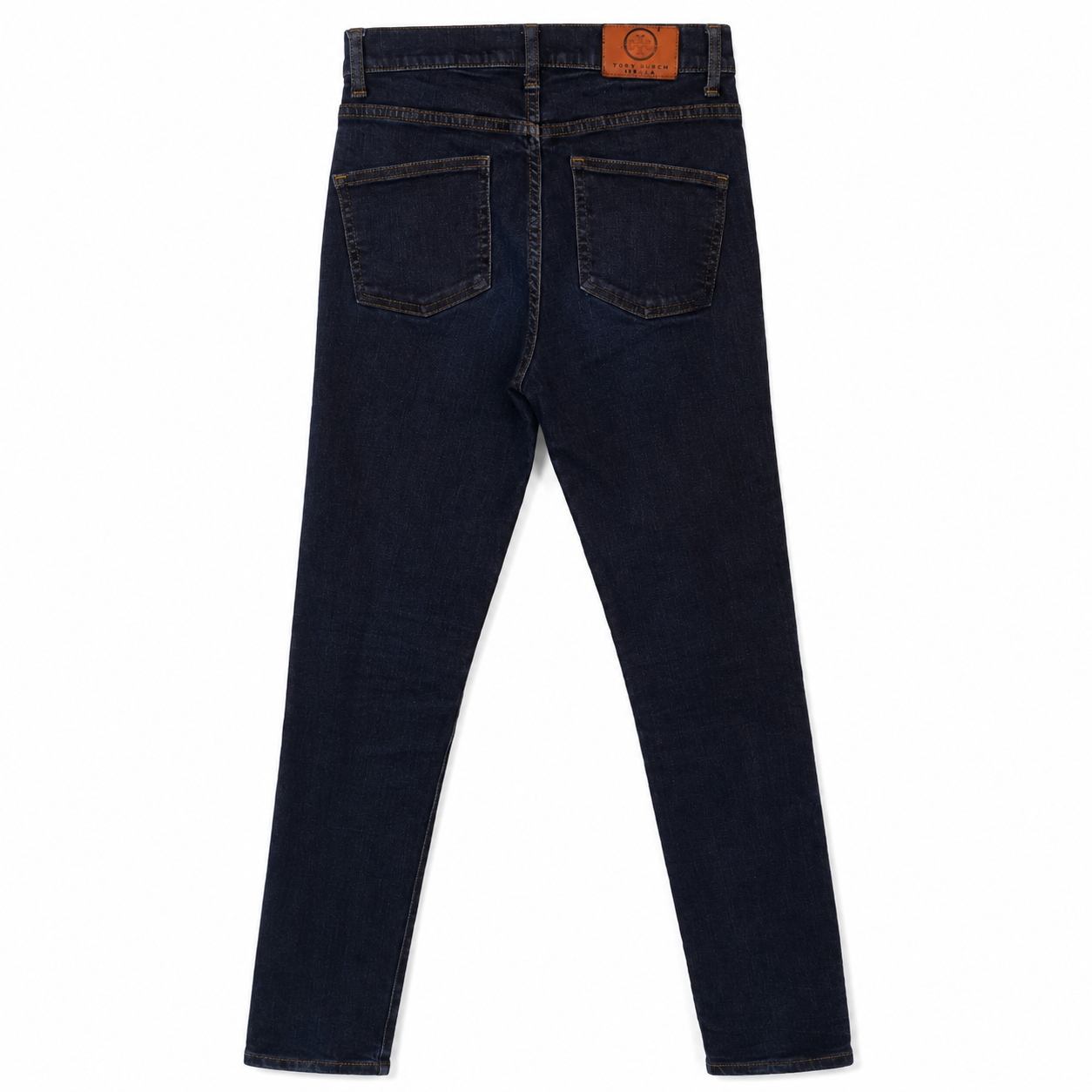 Tory Burch Dark Wash Skinny Jeans, Gold Logo Button, Five-Pocket, Size 24