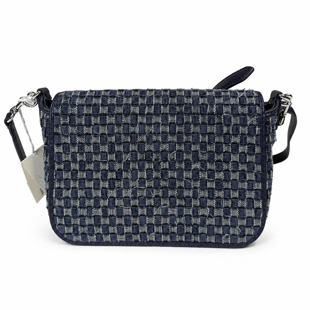 Tory Burch Thea Denim Flap Crossbody — Woven "Tory Navy" Denim, Silver Hardware, Two Straps, New With Tags