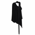 Valentino Black Draped One-Shoulder Cape, Single Long Sleeve, Grosgrain Tie Neck, Made in Italy, Size L