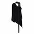 Valentino Black Draped One-Shoulder Cape, Single Long Sleeve, Grosgrain Tie Neck, Made in Italy, Size L