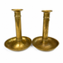 Vintage Brass Push-Up Candlesticks, Pair — Ejector Mechanism, Tall Column & Saucer Base, Warm Patina (Antique Style)
