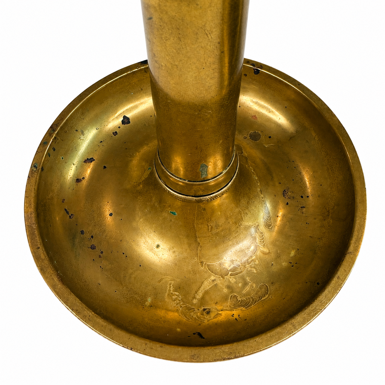 Vintage Brass Push-Up Candlesticks, Pair — Ejector Mechanism, Tall Column & Saucer Base, Warm Patina (Antique Style)