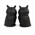 Vintage Cast Iron Owl Bookends, Pair — Black Horned Owls, Detailed Feathers (Mid-Century Estate Find)