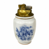 Vintage Enesco Porcelain Table Lighter, Blue Rose Bouquet with Gold Trim — Made in Japan