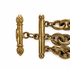 Vintage Fendi Charm Bracelet, Gold-Tone Wax-Seal Crowned FF Logo Medallions, Three-Strand, Toggle Clasp, Signed