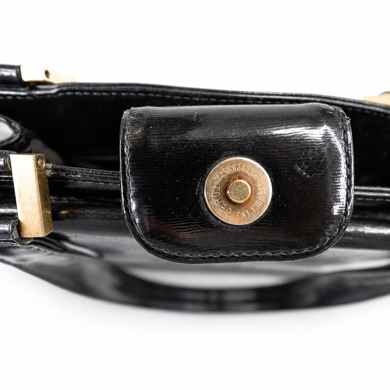 Vintage Yves Saint Laurent Black Leather Top-Handle Satchel, Kelly-Style with Gold-Tone YSL Hardware