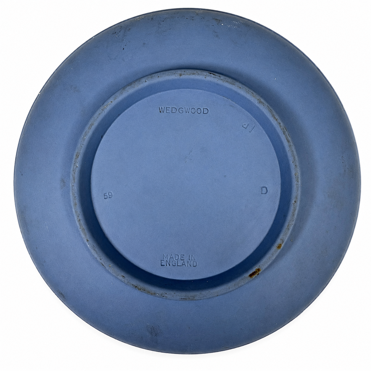 Wedgwood Blue Jasperware Dish, White Grapevine Relief Border, Made in England, c. 1959
