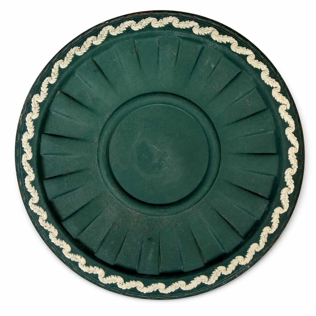 Wedgwood Fairy Lamp Tealight Holder, Cherub Lithophane Shade on Spruce-Green Jasperware Base, Made in England